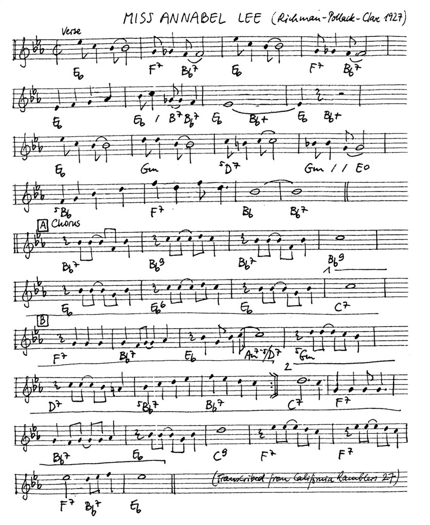 miss annabel lee leadsheet – book us for your next 20s or gatsby event